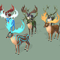 Modern Deer Herd Elk Fantasy Deer Herd 3d model