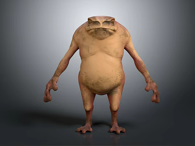 Game Movie Character Frog Like Creature With Bulging Belly Textured Skin Standing Posture 3d model