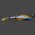 Formula 1 Race Car With Orange White Aerodynamic Body And Sporty Design