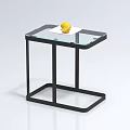 Modern Coffee Table With Glass Top Black Metal Frame Featuring Yellow Lemon On White Card