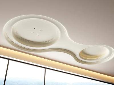 Modern White Ceiling with Unique Curved Shape and Soft Lighting Design 3d model