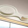 Modern White Ceiling with Unique Curved Shape and Soft Lighting Design