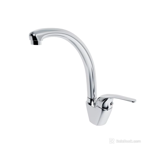 Modern Chrome Kitchen Faucet With Curved Spout And Single Handle 3d model 