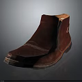 Red Leather Ankle Boots With Distressed Finish And Side Zipper Detail