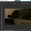 Stone Arch Bridge Surrounded by Green Mountains and River with Trees and Vegetation