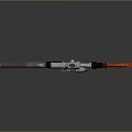 Detailed Metallic Weapon Rifle With Scope And Red Orange Accents On Reflective Surface