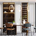 Elegant Modern Restaurant Interior With Dining Table Chairs Pendant Lights Green Plants And Window View