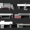 Commercial Entrance Gates with Modern Structures for Market Centre Shopping Areas and Branded Signage Elements