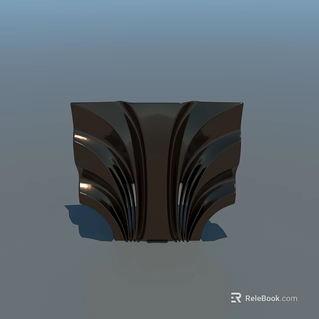 Black Modern Curved Artistic Decorative Ornament Set With Shiny Metallic Finish 3d model 