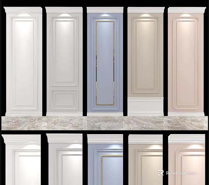 Modern Interior Wall Panels With Various Colors And Stylish Designs For Home Decoration 3d model 