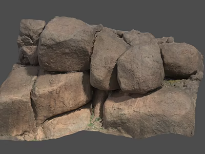 Natural Stone And Wood Elements In Rustic Outdoor Decorative Structure 3d model