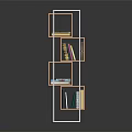 Modern Bookcase With Metal Frame And Wooden Shelves For Storing Books