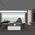 Modern Living Dining Room Interior With Large Window Mountain View Sofa And Dining Table 3d model