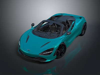 Turquoise Convertible Sports Car With Sleek Modern Design And Black Wheels 3d model