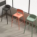 Modern Design Bar Stools In Three Different Colors For Indoor Setting 3d model