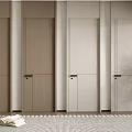 Multiple Elegant Modern Swing Doors With Light Wood Finish And Sleek Handles In Interior