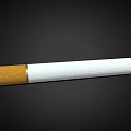 White Cigarette with Filter and Burned Tobacco End on Black Background