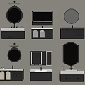 Stylish Bathroom Vanity Sets With Mirrors Cabinets And Sink Designs 3d model