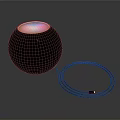 Computer Desktop Speaker With Round Shape Illuminated Top Gray Surface And Connecting Cable 3d model