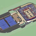Basketball Arena Floor Plan Design With Multiple Courts And Spectator Seating