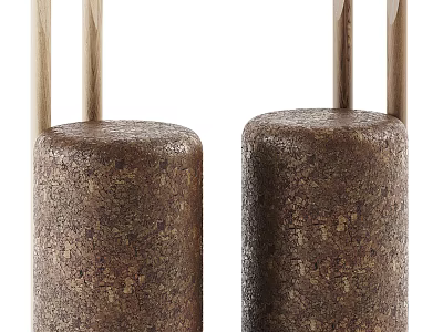 Modern Textured Stools With Natural Wooden Legs And Minimalist Design 3d model