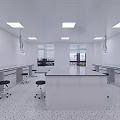 Modern Laboratory Interior Design With Open Layout Lab Benches Stools And Windows 3d model