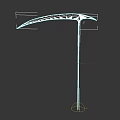 Black Blade Scythe Weapon With Golden Accent And Silver Pole Design