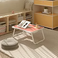 Cozy Room Decor With Foldable Pink Table Gray Cushion Storage Shelves Magazines Plants And Books