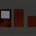 Wooden Furniture Set Including Mirror Cabinet And Various Size Bookshelves