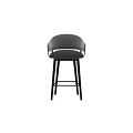 Modern Soft Upholstered Bar Stool With Sturdy Black Wooden Legs For Home Kitchen And Bar