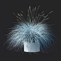 Elegant Blue Gray Ornamental Grass Planted in White Pot Against Black Background