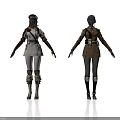 3D Character Outfits Featuring White And Brown Uniforms With Belt Knee Pads