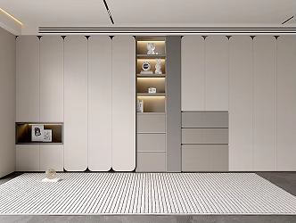 Side Cabinet Wardrobe Bedroom Wardrobe Minismal Style Cabinet Whole-body Cabinet Cream Style Bedside Cabinet 3d model