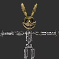 Game and Movie Character Mechanical Rabbit With Golden Ears Metallic Body And Knives On Arms