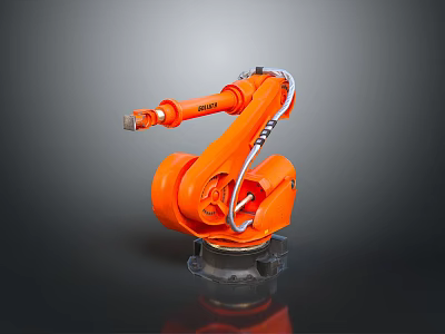 Orange KUKA Industrial Robot Arm As Key Automation Equipment In Manufacturing Industry 3d model