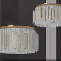 Elegant Modern Chandelier Featuring Gold Frame And Clear Long Glass Strips Design