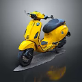 Yellow Classic Motorcycle Scooter Featuring Black Seat And Retro Styling
