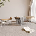 Qui Bed End Stool Bench Square Stool 3d model