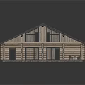 Traditional Log Cabin With Gray Shingle Roof Front Porch And Wooden Railing