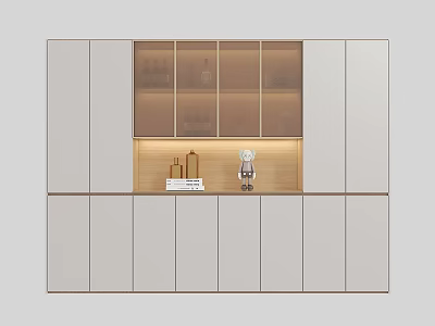 Modern Wine Cabinet With Glass Door Display LED Lighting And Storage Design 3d model