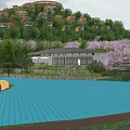 Scenic Mountain View Homestay Building With Lush Forest Purple Flowers And Pool