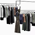 Clothes Hangers With Various Hanging Garments For Wardrobe Display And Organization