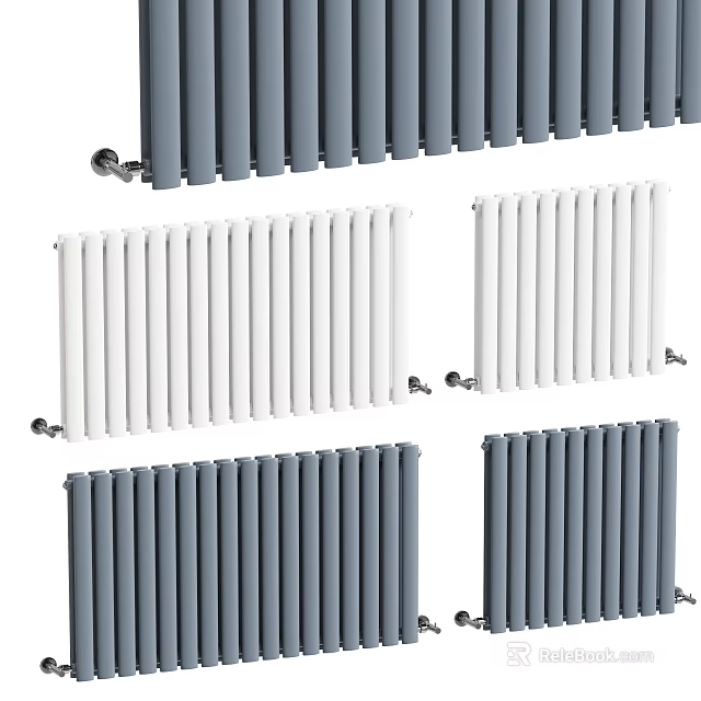 Stylish Radiators In Different Colors White And Gray For Modern Home Heating 3d model 