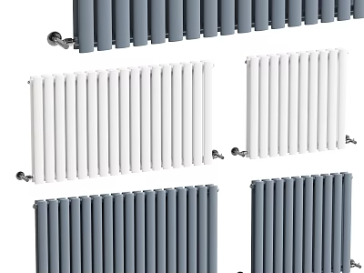 Stylish Radiators In Different Colors White And Gray For Modern Home Heating 3d model