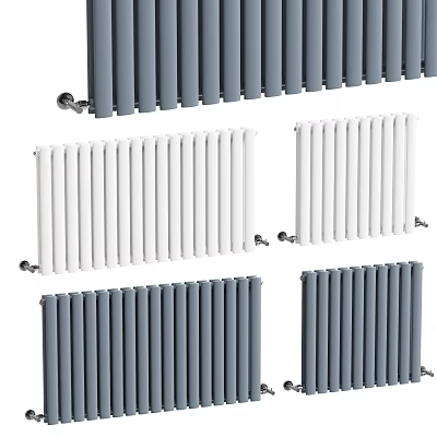 Stylish Radiators In Different Colors White And Gray For Modern Home Heating 3d model