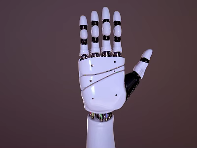 Smart Robotic Hand With White Body Black Joints And Precision Mechanical Structure 3d model