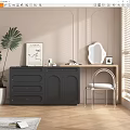 Dark Gray Dresser With Drawers Cabinet Decorative Mirror Chair Plant Picture Frame And Natural Light