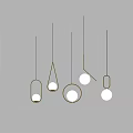 Modern Minimalist Chandeliers With Various Shapes Golden Frames And White Shades Hanging Against Dark Background