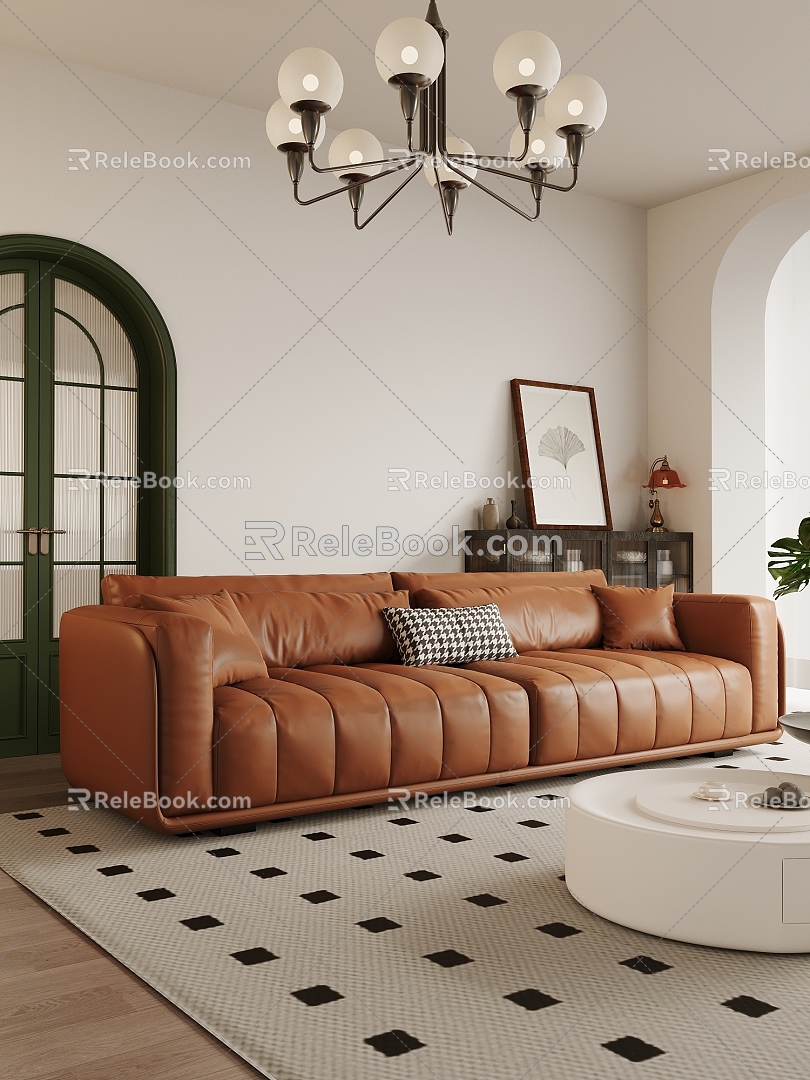 Vintage Living Room Cream Living Room 3d model