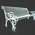 Outdoor Landscape Bench Featuring Wooden Slats And Curved Metal Armrests Design